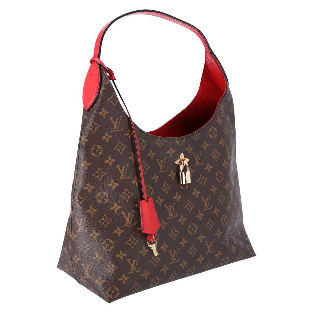Louis Vuitton M43630 Flower Hobo Shoulder Bag Brown Monogram Red - Picture 11 of 16